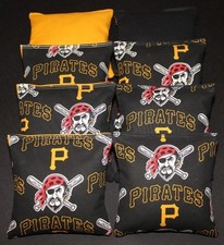 All Weather Cornhole Bean Bags w Pittsburgh Pirates Fabric 8 ACA Regulation Bags