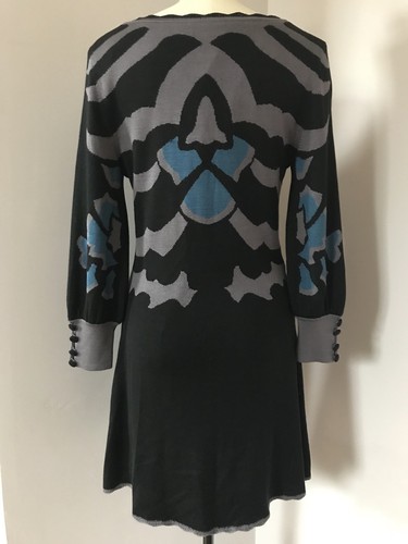 Temperley London dress Black Blue Long Sleeve Sweater Silk Size 8 - Picture 7 of 9