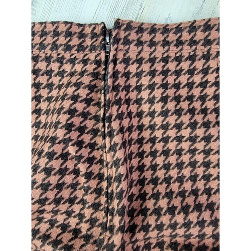 Vintage Madeleine Womens Orange Houndstooth High Waist Wool Skirt | 14 - Picture 5 of 12