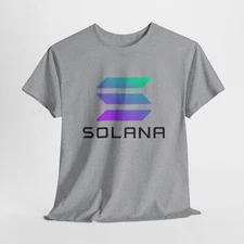 Solana SOL Unisex Heavy Cotton Crewneck T-Shirt, Crypto Token Blockchain Shirt