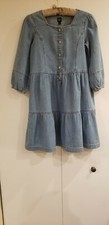 GAP "Teen" Denim Two Tier Jean Dress(XXL) With Puff Sleeves "See  Measurements"