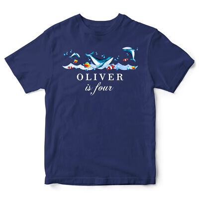 Personalisiertes T-Shirt Meerestiere Geburtstag Kinder Name und Alter Oberteil Jungen Mädchen Bd...
