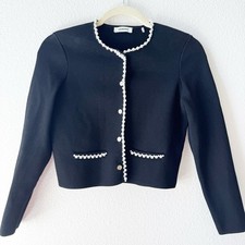Sandro Black Faux Pearl Beaded Sorbonne Cardi...