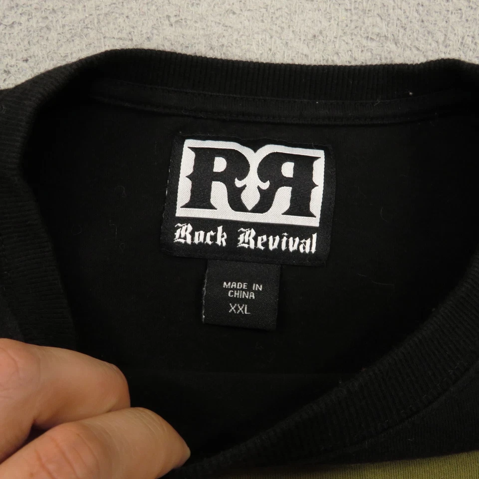 Рубашка Rock Revival XXL мужская черная текстурированная украшенная графическим логотипом футболка с принтом - Изображение 4 из 4