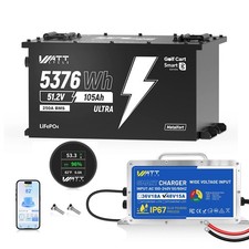 48V 105Ah LiFePO4 Golf Cart Lithium Battery W/ Charger 250A BMS Bluetooth 5376Wh