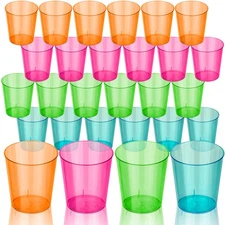 DecorRack Neon Shot Glasses 2oz Plastic Disposable Party Cups Mini Shot 24 Pack
