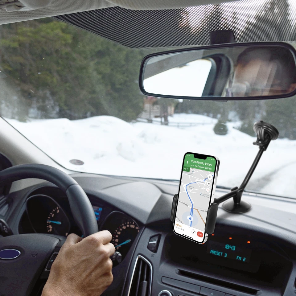 Avizar Support Voiture pour Tablette ou Smartphone - Fixation Ventouse Noir - Photo 3/4