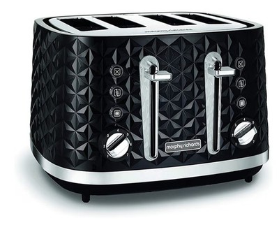 Morphy Richards Vector 4-Scheiben-Toaster in Schwarz mit gemusterter 3D-Oberfläche  