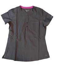 MED COUTURE Touch Button Neck Women's Scrub Top 7479 -Gray - XS