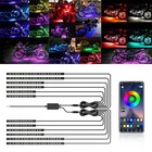 12 PCS Motorcycle RGB LED Strip Light Under Glow Neon Kit Bluetooth APP Control