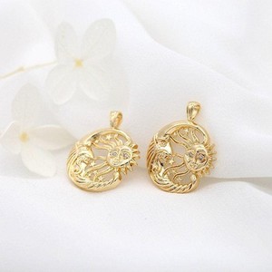 Authentic 2PCS 18K Gold Plated Crescent Moon Sun Charm Pendant with Bail GZX110