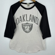 Junk Food Oakland Raiders Football T-Shirt Men's Size L White Black NFL