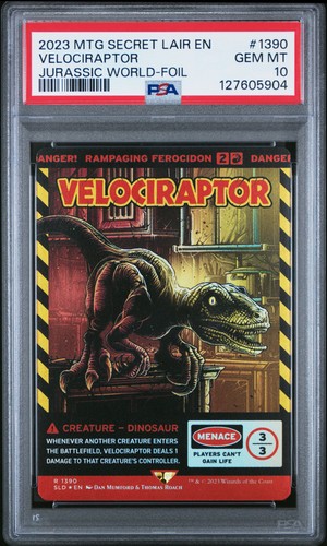 2023 MAGIC THE GATHERING SECRET LAIR DROP #1390 VELOCIRAPTOR PSA 10