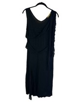 Vintage Y2K Womens 12 EU 42 Black Slinky Lace Detail Dress Whimsigoth Lagenlook