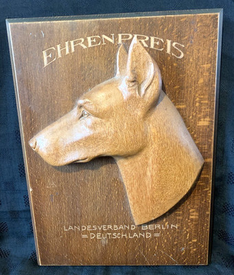 Vintage 1953 Deutsch Berlin Ehrenpreisträger Dobermann Pinscher Plakette 34cm