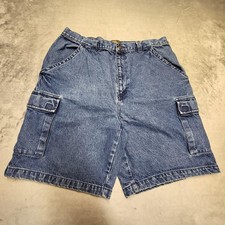 Route 66 Cargo Shorts Mens 38 Blue Denim Utility Workwear Y2K Baggy Skater