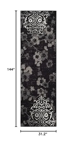 Adirondack Collection Runner Rug - 2'6" x 2'6" x 12' (Runner) Black/Silver - Image 3 of 4
