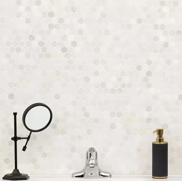 Azulejo de mosaico MSI Griego Blanco 1" Hexágono 12" x 12" Mármol Pulido Montaje en Malla Foto 3 de 4