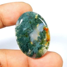 Natural Seaweed Green Moss Agate Cabochon Gemstone Oval Shape Loose 37 Ct #11405