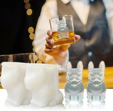3D French Bulldog Ice Cube Molds, Fun Animal Shape Large Dog Ice Cube Tray for W
