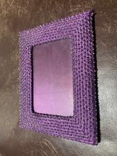 Purple Crystal Beaded 4"x6" Picture Frame With Velvet Backing And Stand