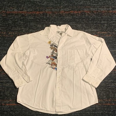 Acme Clothing Co. Men's S White Looney Tunes Embroidered Cotton LS Shirt - 021