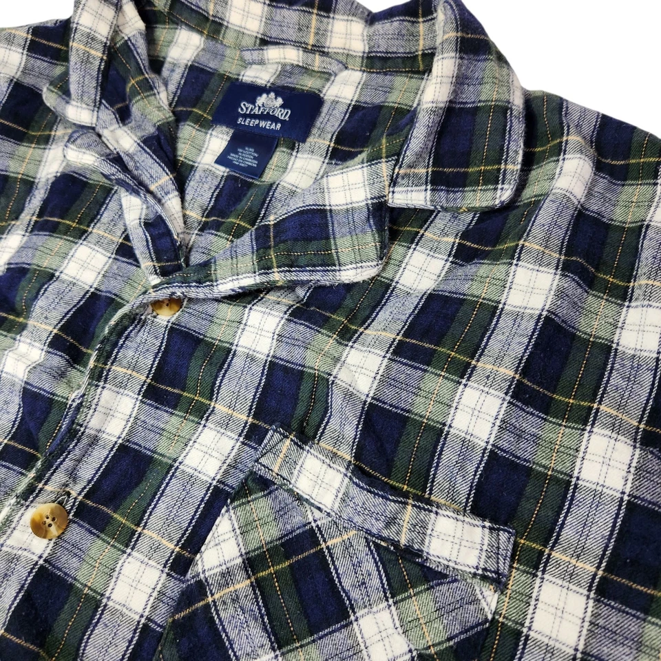 Conjunto de pijama de franela XL Stafford para hombre azul verde a cuadros ropa de dormir pijamas de Navidad Foto 4 de 4
