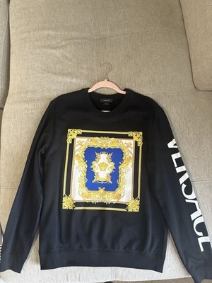 Versace Medusa Sweatshirt Greca Men Size SM small Black Blue Gold NWOT