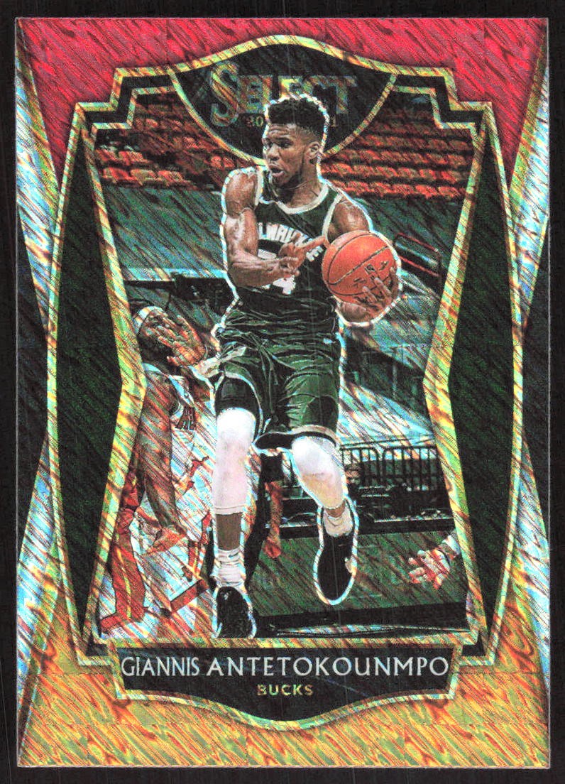 9419F 2020-21 Panini Select #117 Giannis Antetokounmpo Red White Orange Shimmer