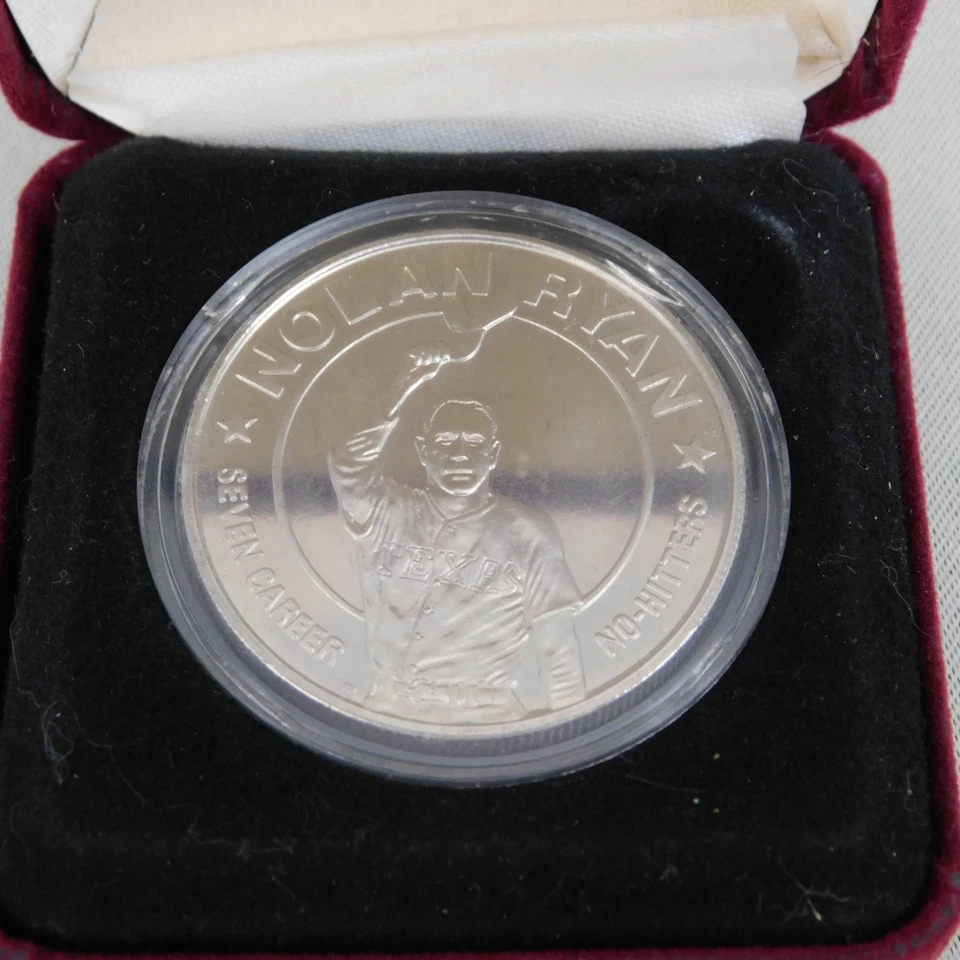1993 Nolan Ryan Seven Career No-Hitters Liberia One Dollar Silver Coin #7686 - Image 4 of 4