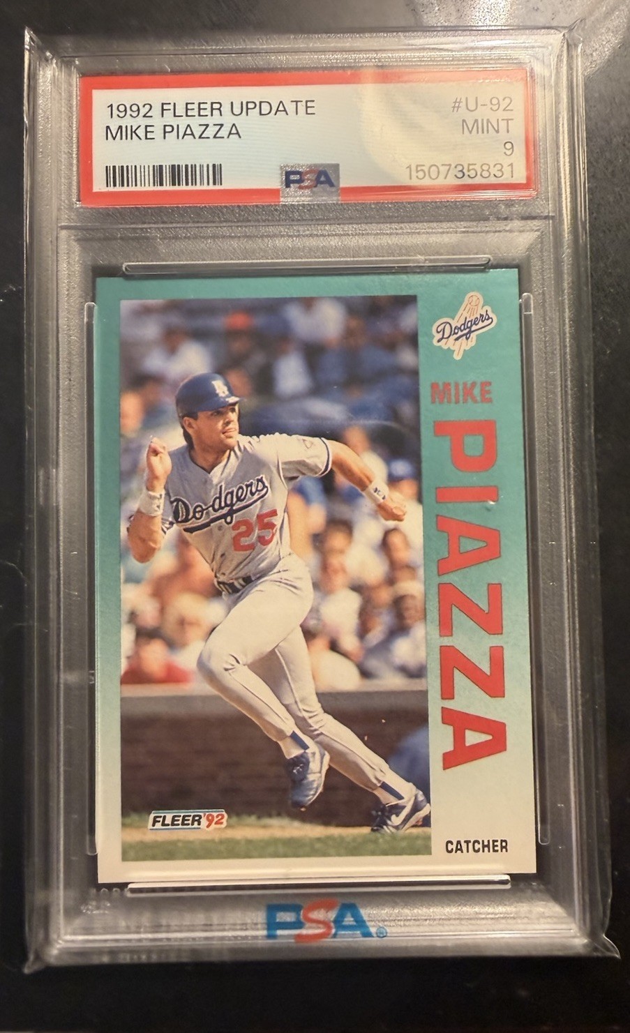 1992 Fleer Update Mike Piazza Rookie Card #U-92 PSA 9 Los Angeles Dodgers