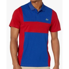 Lacoste Mens Sport Short Sleeve Colorblock Ultra Dry Polo Blue/Red L