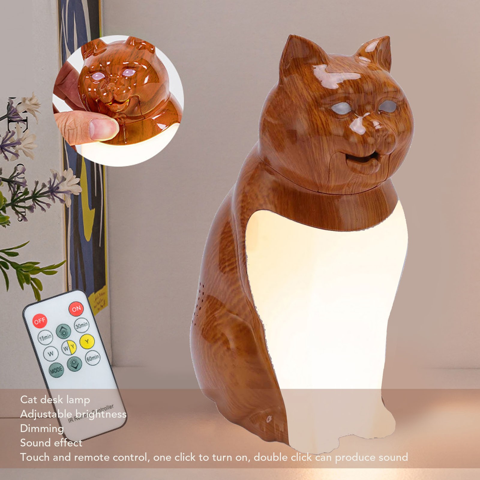 »Cat Animal Bedside Lamp Decoration Stepless Dimming Cat Desk Lamp Versatile 3