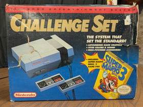 NES Nintendo Console Challenge Set Complete in Box- has rips see pics  w/game