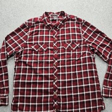 Eddi Bauer Women's XL Red Plaided Button-Down Long Sleeves Tops