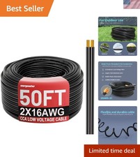50ft 16/2 Low Voltage Landscape Wire Black Compatible LED Lighting Flexible C...