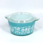 Vintage Pyrex 473 Amish Butterprint Cinderella Casserole 1 qt Turquoise w/ Lid