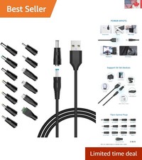 5ft USB to DC Power Cable for 5V Devices - 13 Adapters, Tangle-Free Convenience
