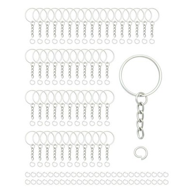 ZoloAJay 50Sets 1 Silver 1 inch keychain rings with open jump