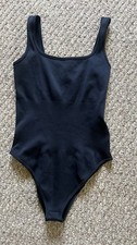 Women's OQQ Black Ribbed Bodysuit L