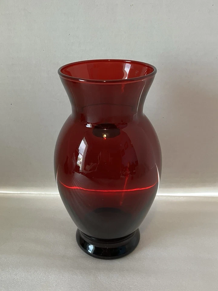 Vintage Royal Ruby Anchorglass Red Glass Flower Bud Vase 6.5" W/original Sticker - Image 3 of 4