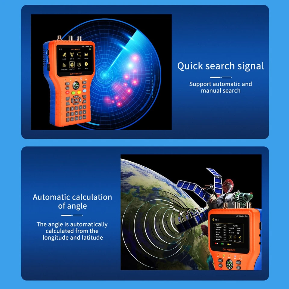 GTMEDIA V8 Finder Pro 1080P DVB-S/S2/T/T2/C Combo Messgerät Satfinder Digital HD - Bild 2 von 4