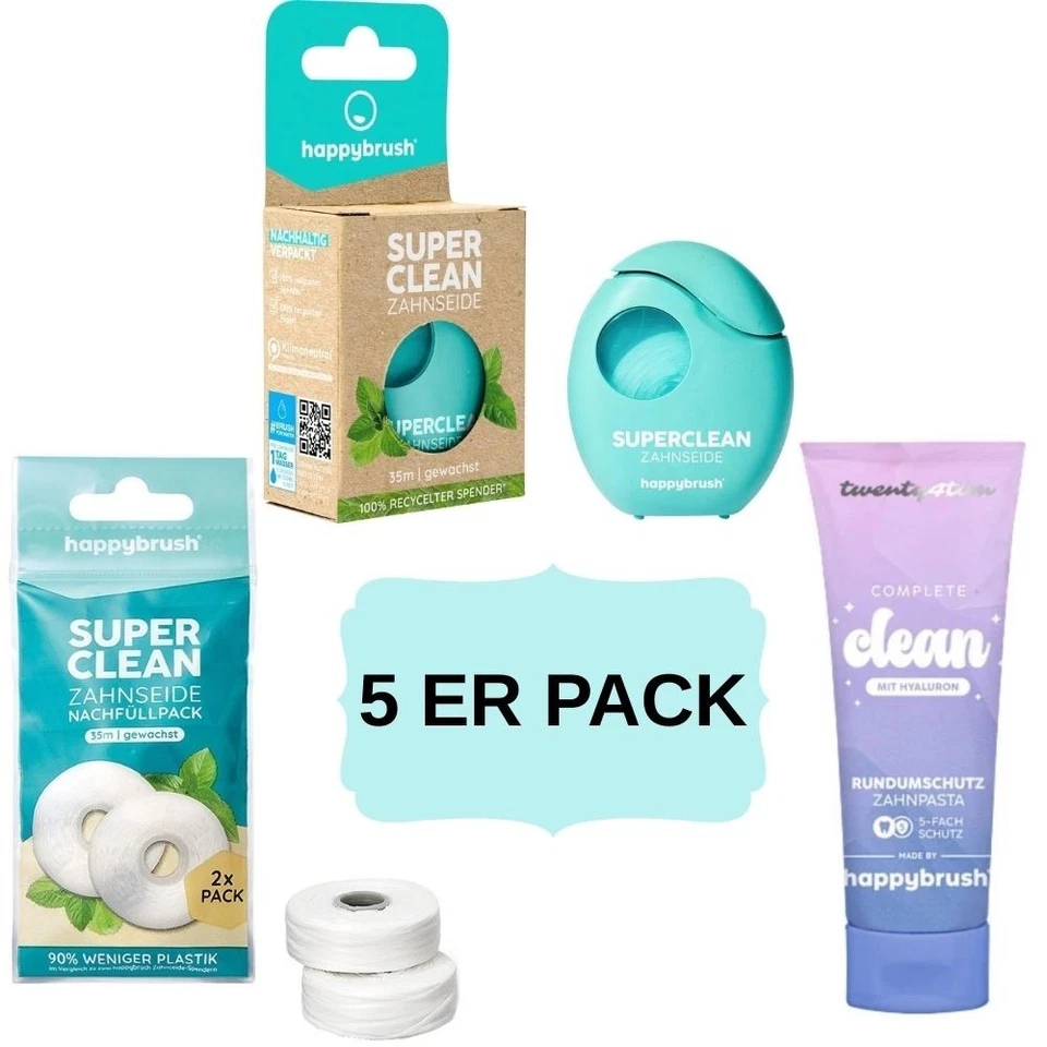 Happybrush SuperClean Zahnseide & Zahnpasta Twenty4Tim 75ml 5ER