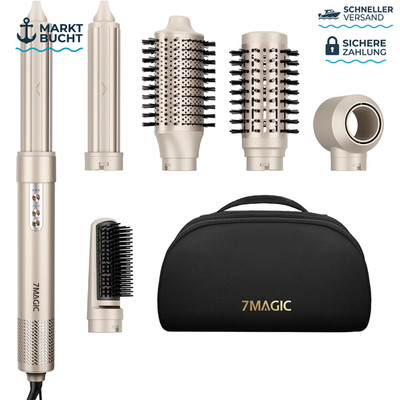 7MAGIC 6 in 1 Airstyler, Ionen Föhn,Auto-Wrap Lockenstab,Ohne Extreme Hitze