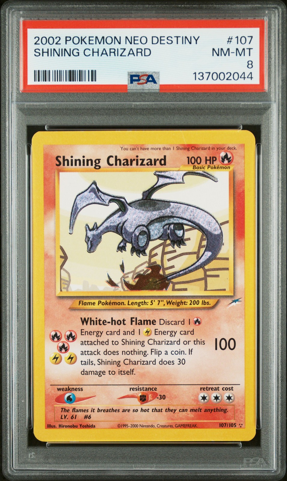 2002 POKEMON NEO DESTINY #107 SHINING CHARIZARD PSA 8