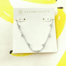 Kendra Scott Haven Heart Strand Necklace - Silver & White Crystal