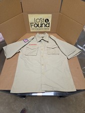 Boy Scouts Of America Shirt Youth Large Tan Uniform Short Sleeve Button BSA