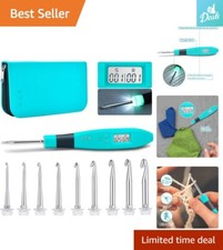 Ergonomic Crochet Hook Set with LED Light and Digital Stitch Counter - 9 Sizes