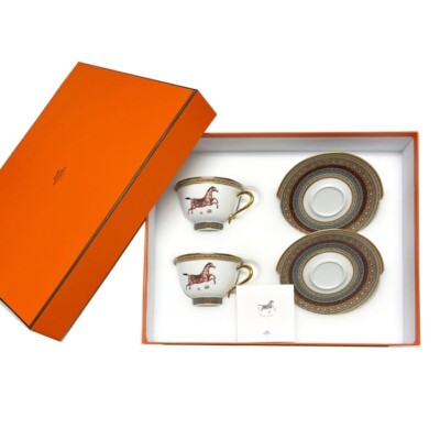 Hermes Cheval d'Orient Tea Cup Saucer Tableware 2 set Horse Coffee
