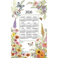 Kay Dee Designs kitchen calendar towel garden walk F3568 year 2026 butterfly
